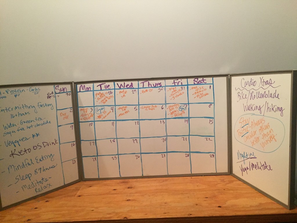 Karie's Fitness Lifestyle Whiteboard Planner Close up in Fitness Area