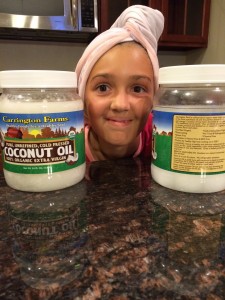 joeys office assistant helping with coconut oil 